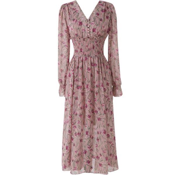 spring summer v-neck floral print elastic waist women dress vintage flare sleeve front buttons a-line female long 210510, Black;gray
spring summer v-neck floral print elastic waist women dress vintage flare sleeve front buttons a-line female long 210510, Black;gray