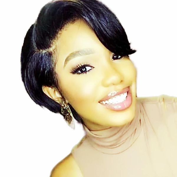 pixie cut short bob straight wigs full machine made side part lace front wig human hair wigs for black women, Black;brown
pixie cut short bob straight wigs full machine made side part lace front wig human hair wigs for black women, Black;brown