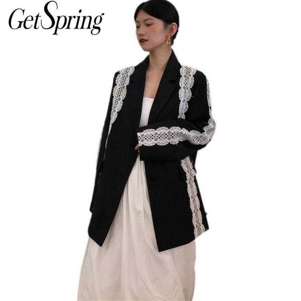 getspring women blazer lace patchwork color matching long blazers jackets vintage casual black suit coats woman 210601, White;black
getspring women blazer lace patchwork color matching long blazers jackets vintage casual black suit coats woman 210601, White;black
