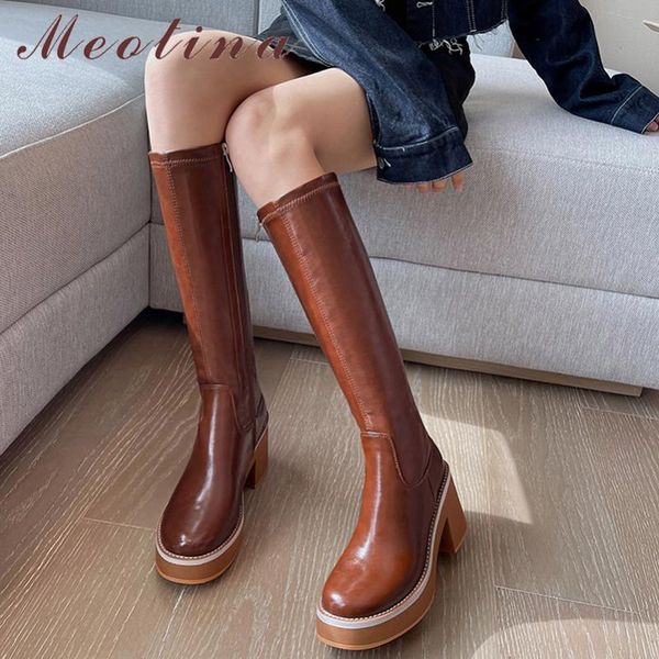 boots meotina genuine leather women fashion round toe knee high thick super heel zipper lady footwear autumn brown 39, Black
boots meotina genuine leather women fashion round toe knee high thick super heel zipper lady footwear autumn brown 39, Black