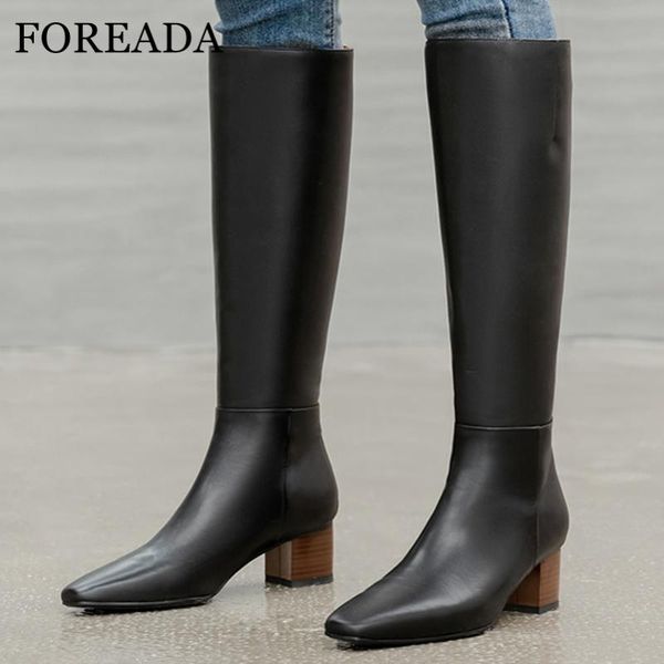 boots foreada real leather high heel long women zip square toe knee block female shoes autumn winter beige 33-40, Black
boots foreada real leather high heel long women zip square toe knee block female shoes autumn winter beige 33-40, Black