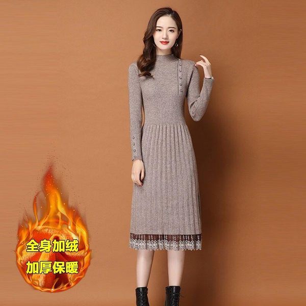 casual dresses brushed and thick 2021 autumn winter dress long style for women over the knee with overcoat lace knitted woolen, Black;gray
casual dresses brushed and thick 2021 autumn winter dress long style for women over the knee with overcoat lace knitted woolen, Black;gray