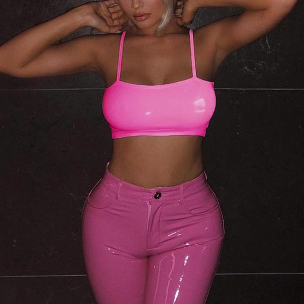 women's tanks & camis bright pink tank pu leather night clubwear crop women sleevel punk solid simple stretch cropped tee mujer, White
women's tanks & camis bright pink tank pu leather night clubwear crop women sleevel punk solid simple stretch cropped tee mujer, White