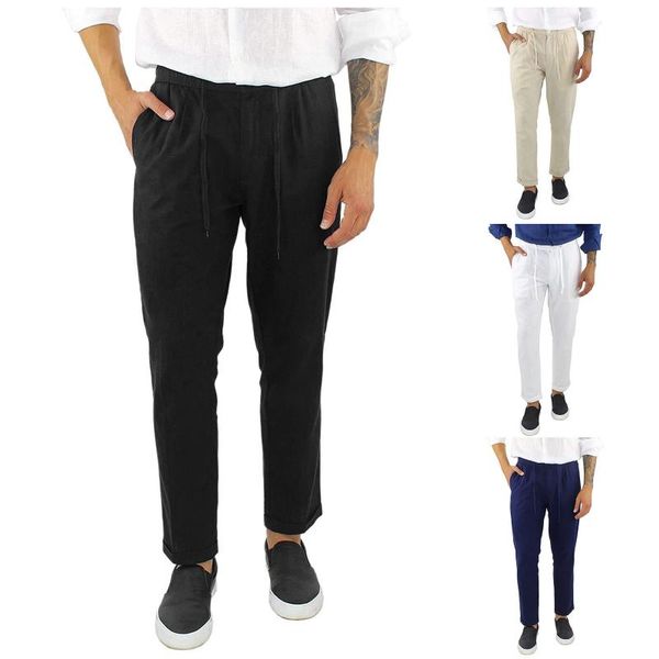 men's pants men solid color cotton linen trousers for joggers casual elastic waist loose sports running oversize #2108, Black
men's pants men solid color cotton linen trousers for joggers casual elastic waist loose sports running oversize #2108, Black
