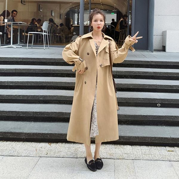 women's trench coats khaki coat women spring korean 2021 fashion single-breasted temperament long gray-green windbreaker lapel a995, Tan;black
women's trench coats khaki coat women spring korean 2021 fashion single-breasted temperament long gray-green windbreaker lapel a995, Tan;black