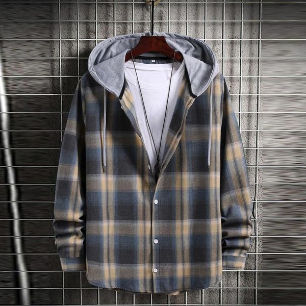 men's jackets plaid single breasted long sleeve hooded sping autumn casual men streetwear sportwear chaquetas, Black;brown
men's jackets plaid single breasted long sleeve hooded sping autumn casual men streetwear sportwear chaquetas, Black;brown
