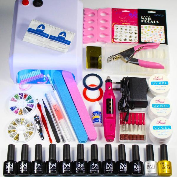 nail art kits electric manicure handle kit 36w uv lamp 10 colors soak off gel coat polish set
nail art kits electric manicure handle kit 36w uv lamp 10 colors soak off gel coat polish set