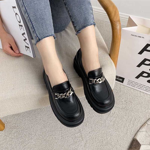 dress shoes fashion chain british style retro small leather women's autumn 2021 all-match thick-soled with high loafers, Black
dress shoes fashion chain british style retro small leather women's autumn 2021 all-match thick-soled with high loafers, Black