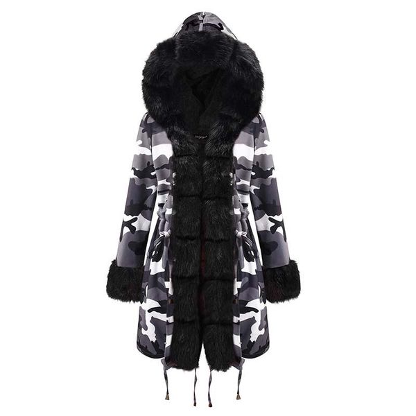 women's down & parkas fashion warm cotton coat winter long sleeve plush hooded female camouflage print elegant thick coats and jackets, Black
women's down & parkas fashion warm cotton coat winter long sleeve plush hooded female camouflage print elegant thick coats and jackets, Black