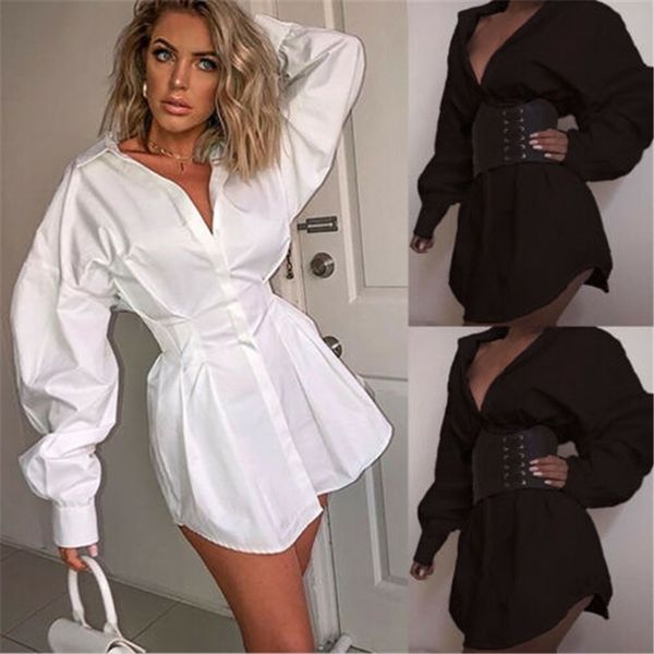 70% off outlet online office lady women femal ladies long sleeve deep shirt dress mini beach elegant party, Black;gray 
70% off outlet online office lady women femal ladies long sleeve deep shirt dress mini beach elegant party, Black;gray