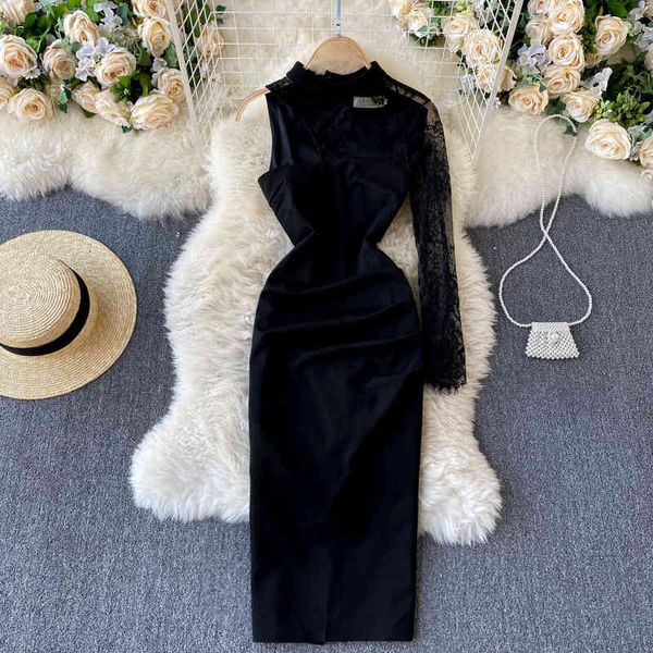 two piece dress foamlina korean women black one sleeve perspective lace spliced bodycon party 2021 spring summer slim evening club, White
two piece dress foamlina korean women black one sleeve perspective lace spliced bodycon party 2021 spring summer slim evening club, White