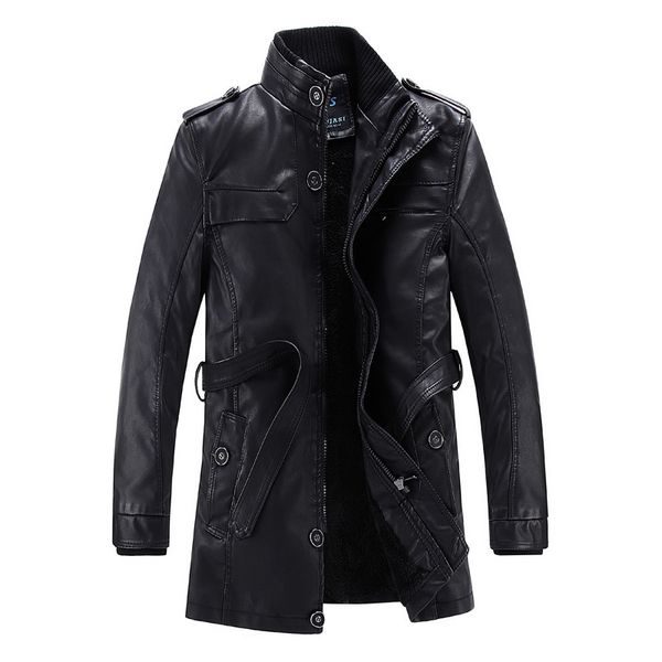 fashion leather men's jacket in winter with slim collar and plush mid long imitation pu, Black
fashion leather men's jacket in winter with slim collar and plush mid long imitation pu, Black