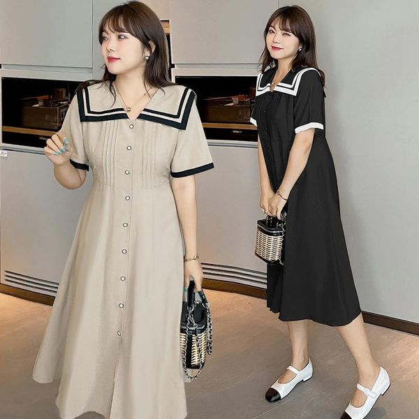 plus size dresses women's summer college style navy big lapel buttoned high waist slim fit dress, Black
plus size dresses women's summer college style navy big lapel buttoned high waist slim fit dress, Black