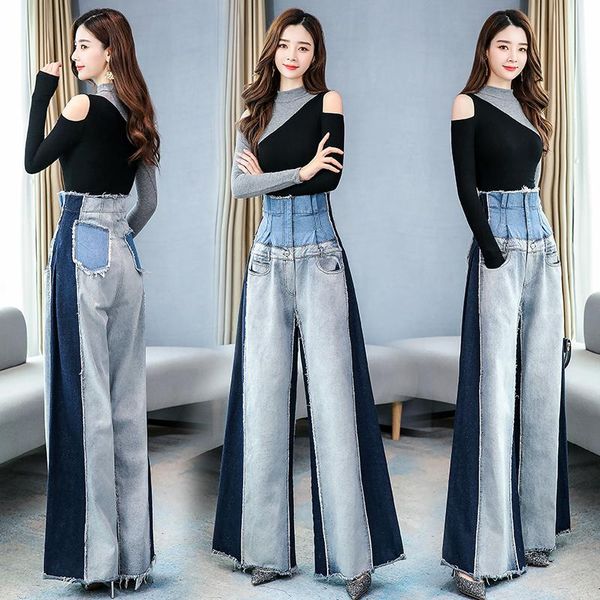 women's two piece pants 2pcs tweed women elegant denim jeans suit set lady office wear strapless wide leg, White
women's two piece pants 2pcs tweed women elegant denim jeans suit set lady office wear strapless wide leg, White