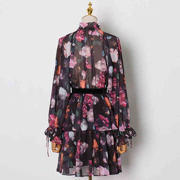 dresses elegant print floral for women stand collar lantern sleeve high waist lace up bowknot chiffon es female, Black;gray
dresses elegant print floral for women stand collar lantern sleeve high waist lace up bowknot chiffon es female, Black;gray