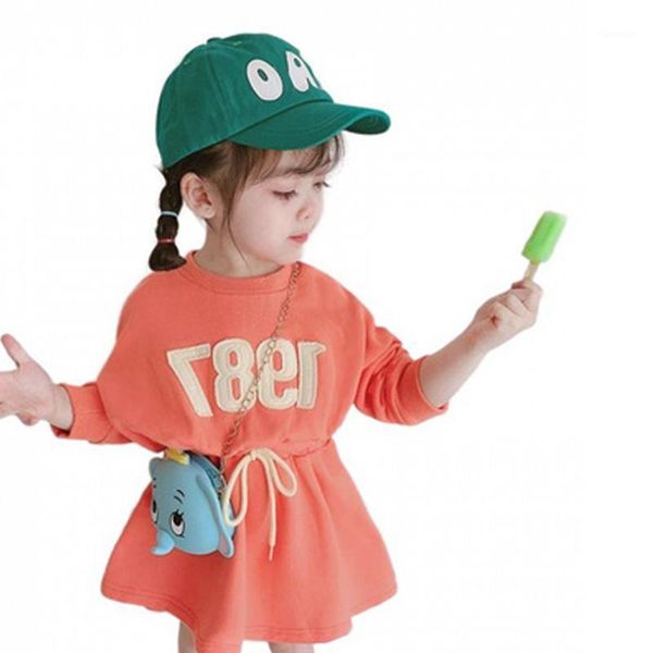spring 2021 pure cotton casual girls' knee-length orange dress with long sleeves and elastic band round neck size in 90-130 clothing se, White
spring 2021 pure cotton casual girls' knee-length orange dress with long sleeves and elastic band round neck size in 90-130 clothing se, White