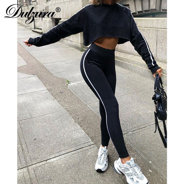 dulzura women two piece set long sleeve crop sweatshirt side stripe high waist pants streetwear casual sporty tracksuit fall, Black;white
dulzura women two piece set long sleeve crop sweatshirt side stripe high waist pants streetwear casual sporty tracksuit fall, Black;white