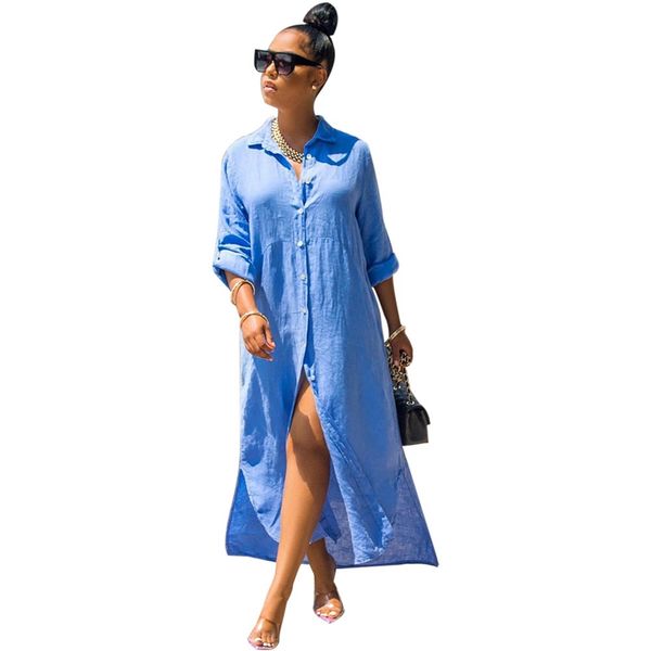 long shirt dress women korean white button down oversized loose shirt dress 2021 elegant side split casual summer maxi dress, Black;white
long shirt dress women korean white button down oversized loose shirt dress 2021 elegant side split casual summer maxi dress, Black;white