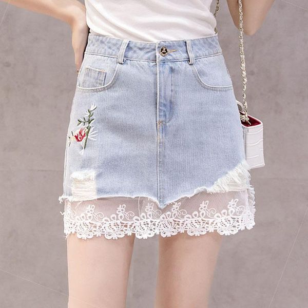 summer all-match high waist short denim skirts for women casual a-line lace patchwork embroidery hole jeans skirt korean style, Black
summer all-match high waist short denim skirts for women casual a-line lace patchwork embroidery hole jeans skirt korean style, Black