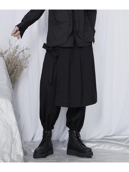men's pants laminated patchwork wide-leg casual nine-quarter dark lace-up culottes trend oversized, Black
men's pants laminated patchwork wide-leg casual nine-quarter dark lace-up culottes trend oversized, Black