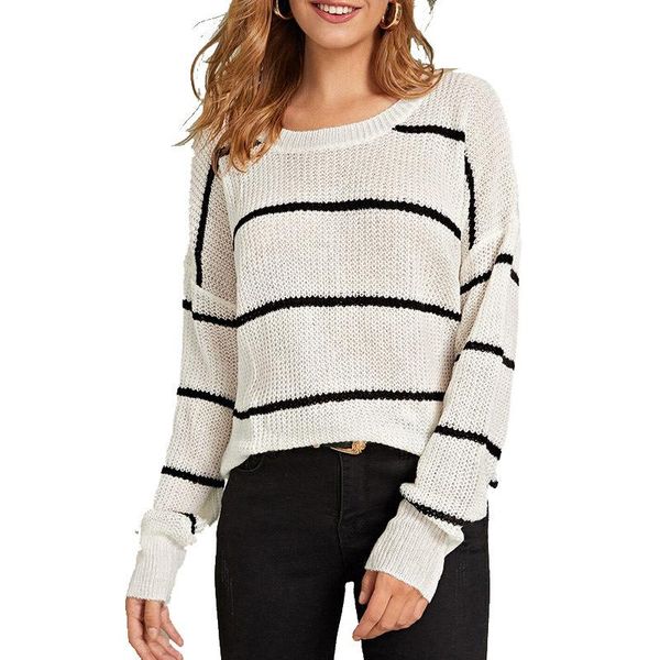 women's sweaters fashion black white striped round neck sweater pullover long-sleeved bottoming shirt everyday casual style women, White;black
women's sweaters fashion black white striped round neck sweater pullover long-sleeved bottoming shirt everyday casual style women, White;black