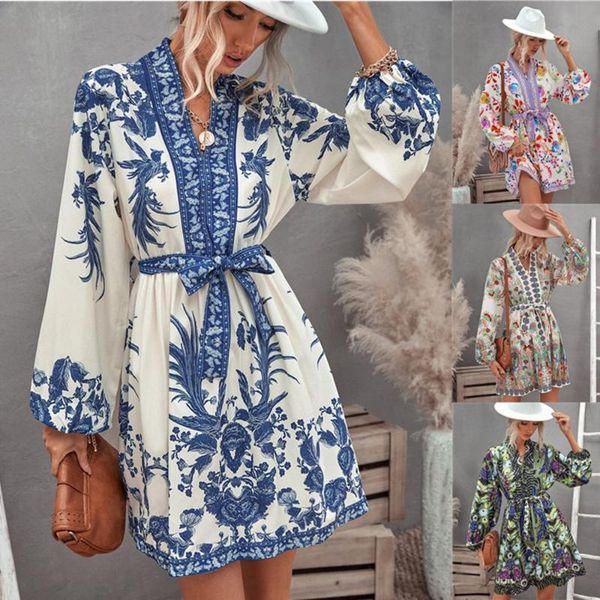 casual dresses fashion belt print v neck boho mini dress for women party vestidos autumn elegant office lady high waist a-line, Black;gray
casual dresses fashion belt print v neck boho mini dress for women party vestidos autumn elegant office lady high waist a-line, Black;gray