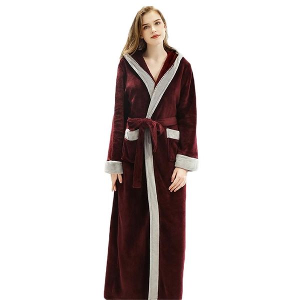 couple winter flannel hooded bathrobe contrast color warm plush belted nightgown 6xda women's sleepwear, Black;red
couple winter flannel hooded bathrobe contrast color warm plush belted nightgown 6xda women's sleepwear, Black;red