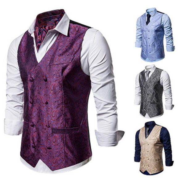 men's vests double breasted mens vest casual paisley floral print colete social 2021 luxury wedding waistcoats gilet costume homme, Black;white
men's vests double breasted mens vest casual paisley floral print colete social 2021 luxury wedding waistcoats gilet costume homme, Black;white