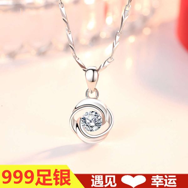 999 full silver necklace female lucky clover pendant korean version simple clavicle chain gift for girlfriend, Black
999 full silver necklace female lucky clover pendant korean version simple clavicle chain gift for girlfriend, Black