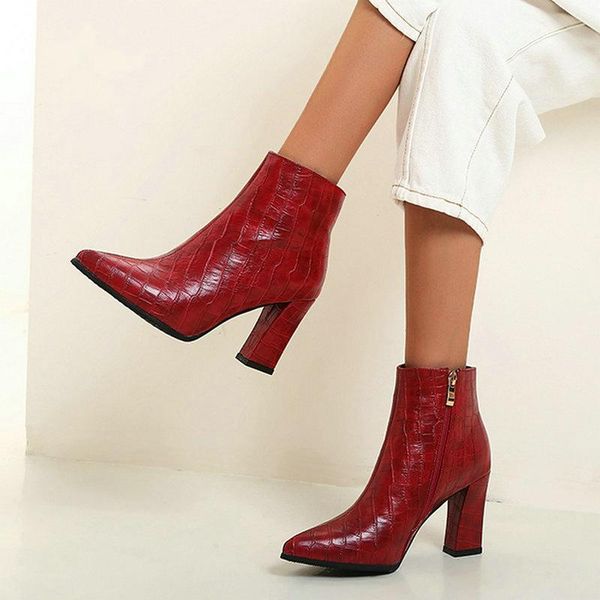 boots women's shoes crocodile pattern pu thick heel pointed toe women winter short zipper nude 2021, Black
boots women's shoes crocodile pattern pu thick heel pointed toe women winter short zipper nude 2021, Black