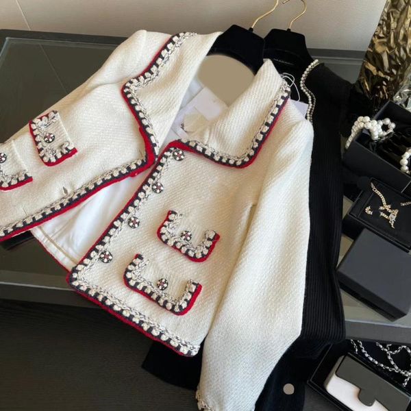 women's jackets white tweed women weave red edge four pocket slim lapel long sleeve autumn 2021, Black;brown
women's jackets white tweed women weave red edge four pocket slim lapel long sleeve autumn 2021, Black;brown