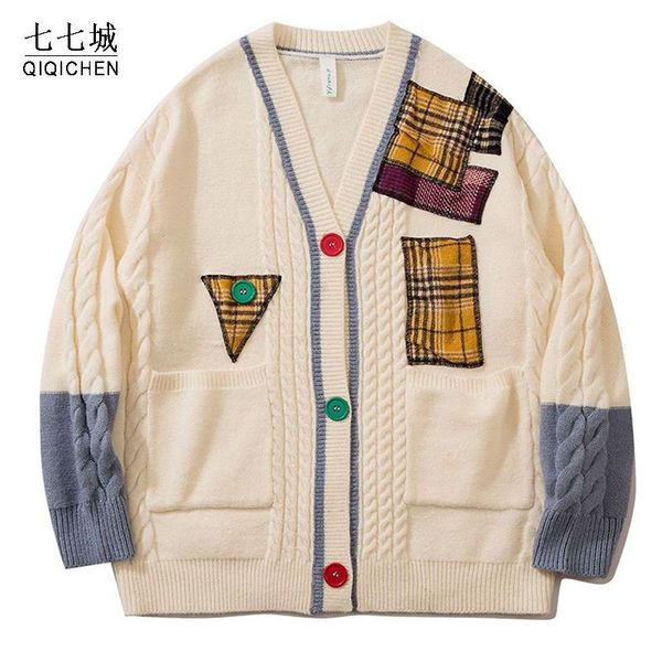men's sweaters retro sweater cardigan men women plaid patchwork v neck knitwear winter oversized streetwear coat unisex, White;black
men's sweaters retro sweater cardigan men women plaid patchwork v neck knitwear winter oversized streetwear coat unisex, White;black