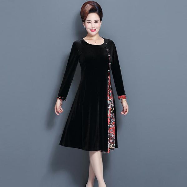 chinese style elegant solid woman's dress o-neck print ladies long sleeve a-line plus size female dresses for lady outwear casual, Black;gray
chinese style elegant solid woman's dress o-neck print ladies long sleeve a-line plus size female dresses for lady outwear casual, Black;gray