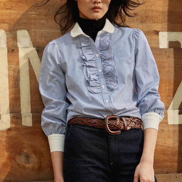 blouses ruffle stripes shirt women casual long sleeve cotton turn down neck spring 2021 chic elegant shirts chemisier capable, White
blouses ruffle stripes shirt women casual long sleeve cotton turn down neck spring 2021 chic elegant shirts chemisier capable, White