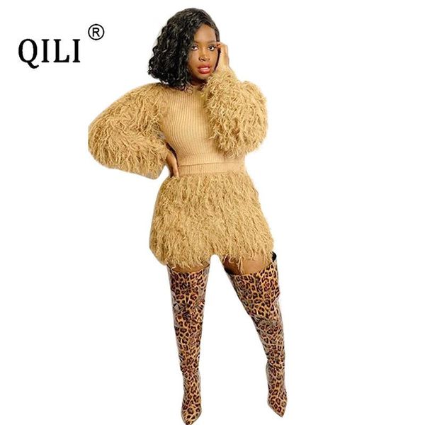 women's jumpsuits & rompers qili winter fashion sweater fringed fluff suit women outfits long sleeve + shorts 2 piece set womens, Black;white
women's jumpsuits & rompers qili winter fashion sweater fringed fluff suit women outfits long sleeve + shorts 2 piece set womens, Black;white