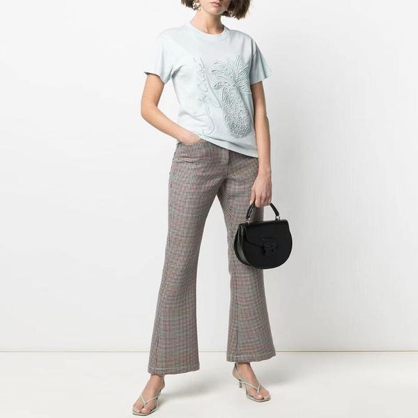 colors available~see pineapple embroidery classic design sense versatile cotton short-sleeved t-shirt summer women's, White
colors available~see pineapple embroidery classic design sense versatile cotton short-sleeved t-shirt summer women's, White