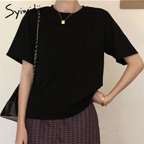 casual t-shirts women short sleeve o-neck solid black clothes spring summer cotton korean fashion shirts 210607, White
casual t-shirts women short sleeve o-neck solid black clothes spring summer cotton korean fashion shirts 210607, White
