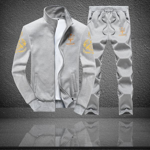 men's casual suit, youth collar, spring and autumn men's fashion, sports, embroidered sweater, et fashion, Gray
men's casual suit, youth collar, spring and autumn men's fashion, sports, embroidered sweater, et fashion, Gray