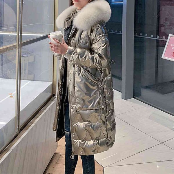 women's down medium length waterproof et, bright golden face, artificial large collar, loose korean style, winter fashion, Black
women's down medium length waterproof et, bright golden face, artificial large collar, loose korean style, winter fashion, Black