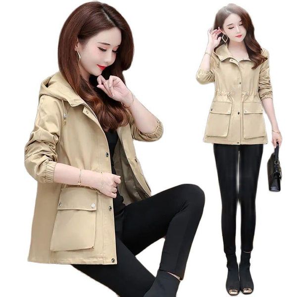 women's jackets 2021 spring autumn hooded jacket fashion short ladies small windbreaker coats casual elegant female outerwear, Black;brown
women's jackets 2021 spring autumn hooded jacket fashion short ladies small windbreaker coats casual elegant female outerwear, Black;brown