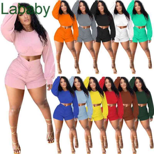 women tracksuits 2 pieces set designer casual outfits solid color long sleeve crop pleated shorts jogger suits sportswear 12 colours, Gray
women tracksuits 2 pieces set designer casual outfits solid color long sleeve crop pleated shorts jogger suits sportswear 12 colours, Gray