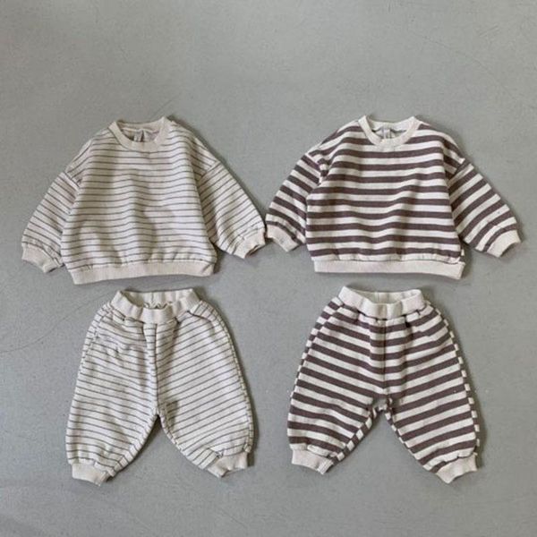 clothing sets 2021 children's spring casual suit boys and girls round neck striped + trousers two-piece, White
clothing sets 2021 children's spring casual suit boys and girls round neck striped + trousers two-piece, White