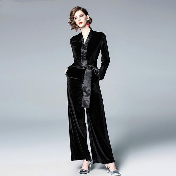 women's jumpsuits & rompers womens velvet jumpsuit long pants 2021 v-neck sleeve high waist bandage playsuit black overalls female work, Black;white
women's jumpsuits & rompers womens velvet jumpsuit long pants 2021 v-neck sleeve high waist bandage playsuit black overalls female work, Black;white