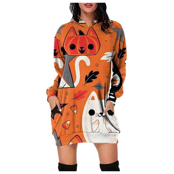 women's hoodies & sweatshirts autumn winter halloween pumpkin print v-neck casual loose long dresses vintage hooded pullover, Black
women's hoodies & sweatshirts autumn winter halloween pumpkin print v-neck casual loose long dresses vintage hooded pullover, Black