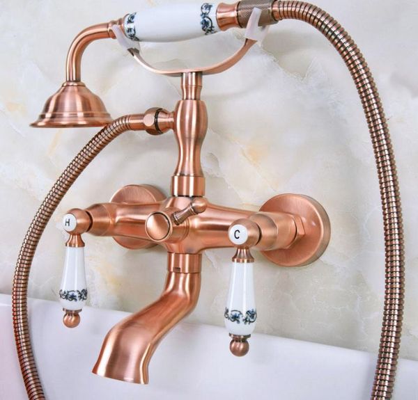 antique red copper brass wall mounted bathroom clawfoot tub faucet mixer tap telephone shower head dual ceramic handles ana329 sets
antique red copper brass wall mounted bathroom clawfoot tub faucet mixer tap telephone shower head dual ceramic handles ana329 sets