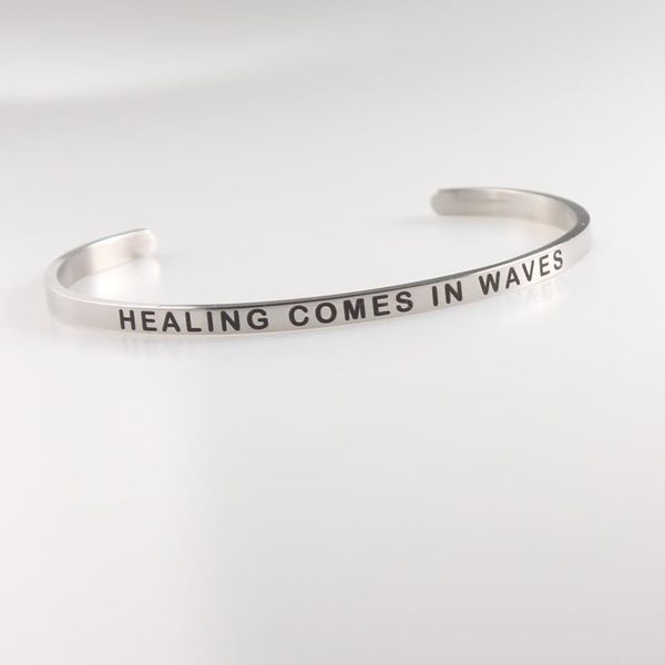 bangle 316l stainless steel engraved healing comes in waves bracelets inspirational positive quote cuff mantra & bangles, Black
bangle 316l stainless steel engraved healing comes in waves bracelets inspirational positive quote cuff mantra & bangles, Black