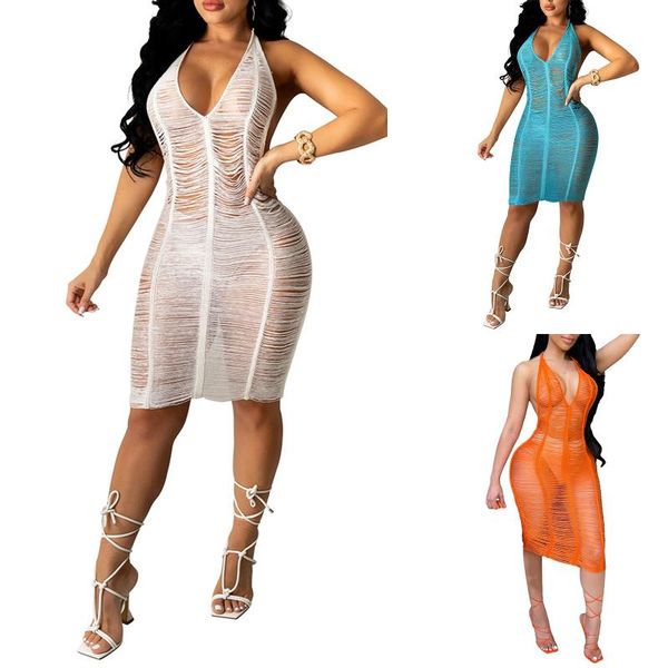women's swimwear 2021 women hollow-out bikini cover ups, solid color see-through deep v-neck dress for summer, White;black
women's swimwear 2021 women hollow-out bikini cover ups, solid color see-through deep v-neck dress for summer, White;black