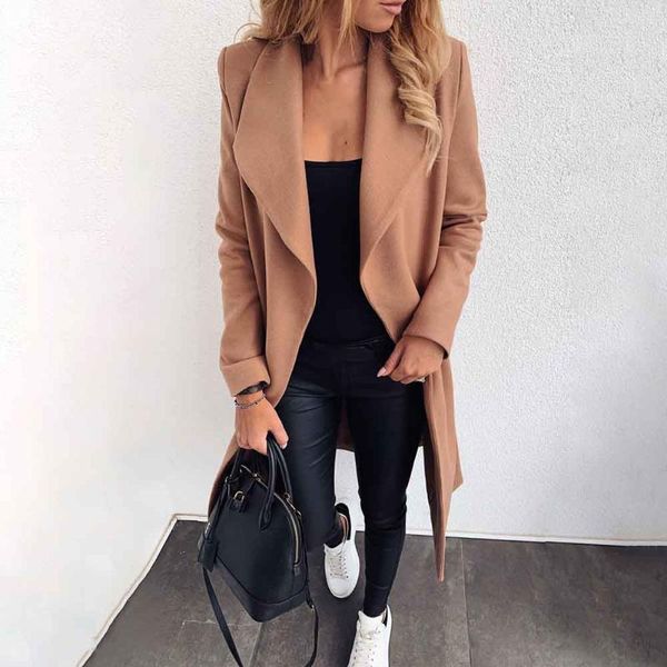 women's wool & blends women coat daily streetwear office mid-length fashion keep warm lapel neck casual thickened with waist belt solid, Black
women's wool & blends women coat daily streetwear office mid-length fashion keep warm lapel neck casual thickened with waist belt solid, Black