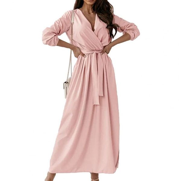 casual dresses elegant women long dress solid color elastic waist v neck lace up tight belt loose maxi party, Black;gray
casual dresses elegant women long dress solid color elastic waist v neck lace up tight belt loose maxi party, Black;gray