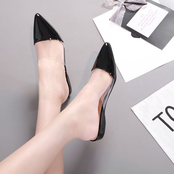 sandals splicing transparent pvc slides pointed low heel women's slippers flat shoes casual external wear non-slip ladies to26, Black
sandals splicing transparent pvc slides pointed low heel women's slippers flat shoes casual external wear non-slip ladies to26, Black